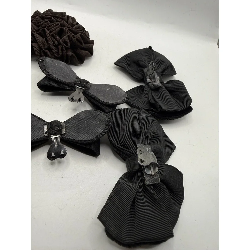 Lot of 10 Vintage Black Bows Hair Clip Barrettes Shoe Clip